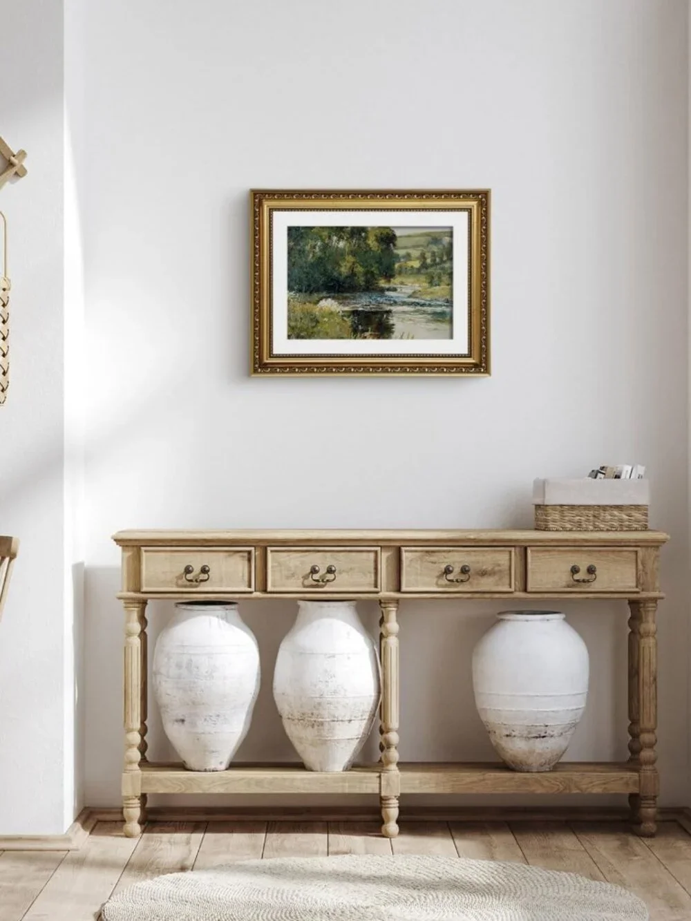 Vintage Gold Framed Wall Art - Retro Nature Canvas Print, Antique Decor 11x14